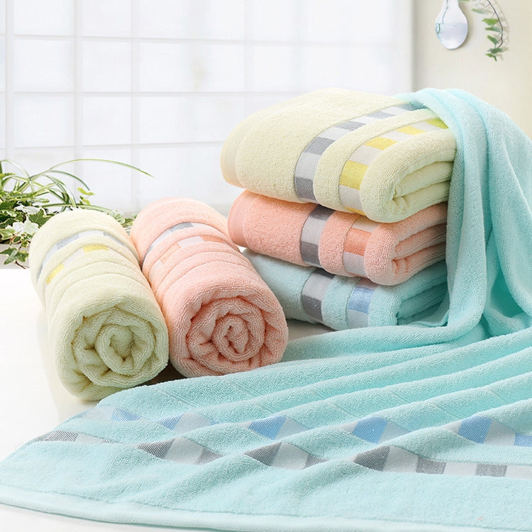 Cotton Plain Square Bath Towel Natural Environmental Protection Embroidered Bath Towel Household Towel(Light Orange)