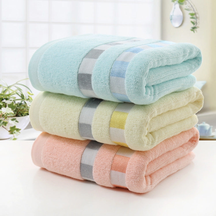 Cotton Plain Square Bath Towel Natural Environmental Protection Embroidered Bath Towel Household Towel(Light Orange)