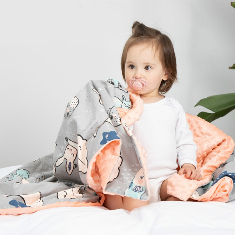 Cotton Cartoon Baby Comforting Quilt Washable Trolley Cover Blanket(Animal World)