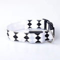 Plaid Pattern Rechargeable LED Glow Light Leads Pet Dog Collar for Small Medium Dogs, Size:L(White)