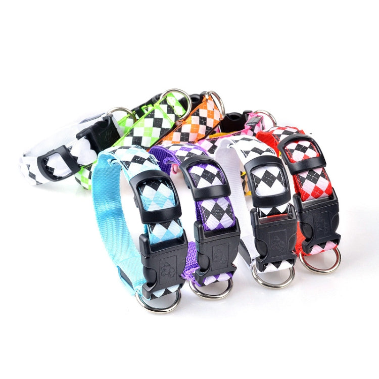 Plaid Pattern Rechargeable LED Glow Light Leads Pet Dog Collar for Small Medium Dogs, Size:L(Red)