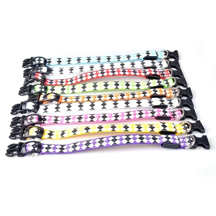 Plaid Pattern Rechargeable LED Glow Light Leads Pet Dog Collar for Small Medium Dogs, Size:L(Yellow)