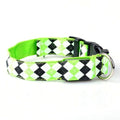 Plaid Pattern Rechargeable LED Glow Light Leads Pet Dog Collar for Small Medium Dogs, Size:L(Green)