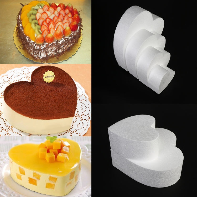 4 PCS Heart-shaped Prosthesis Foam Baking Fondant Cake Silk Flower Practice Mold, Height:10cm, Size:6 Inches