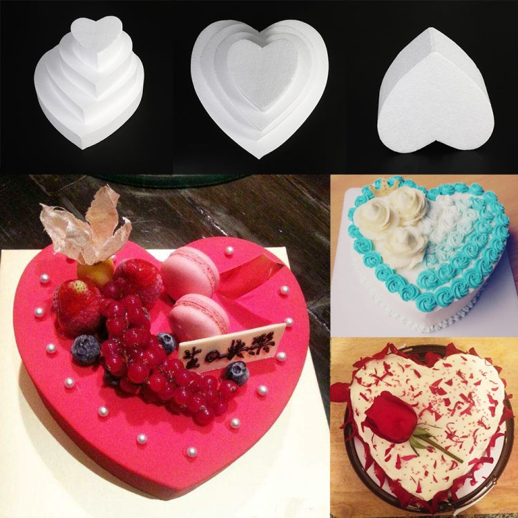 4 PCS Heart-shaped Prosthesis Foam Baking Fondant Cake Silk Flower Practice Mold, Height:7cm, Size:10 Inches