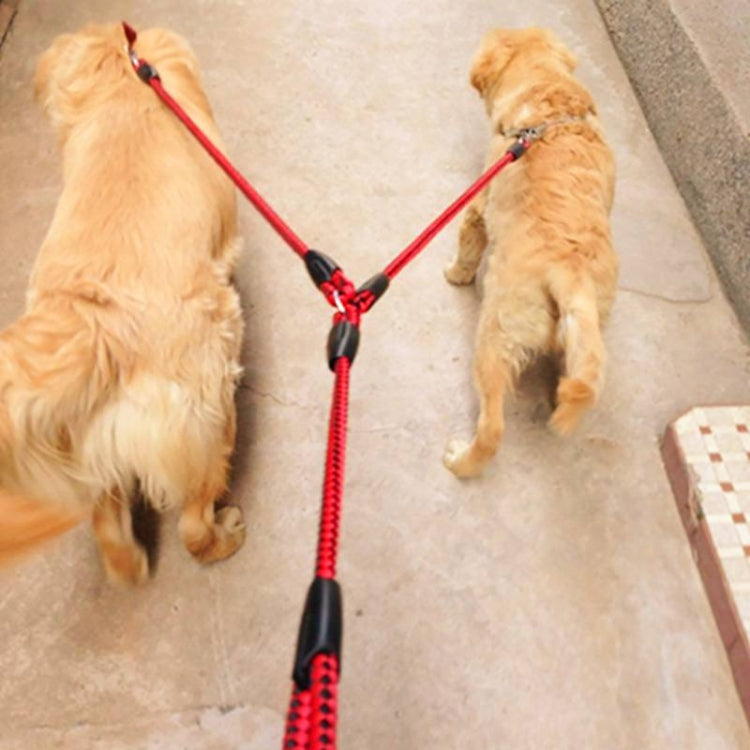 Double Dog Leashes Anti-winding Pet Traction Rope, Size:1.4m(Red Black)