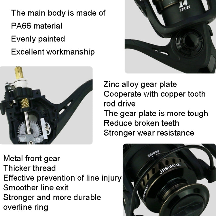 YUMOSHI LS5000 Metal Head Fishing Reel Sea Rod Spinning Reel(Metal Swing Arm+Metal Grip Pill)