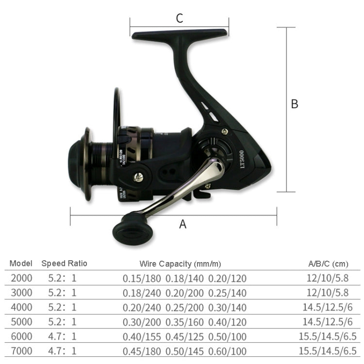 YUMOSHI LS6000 Metal Head Fishing Reel Sea Rod Spinning Reel(Metal Swing Arm+Metal Grip Pill)