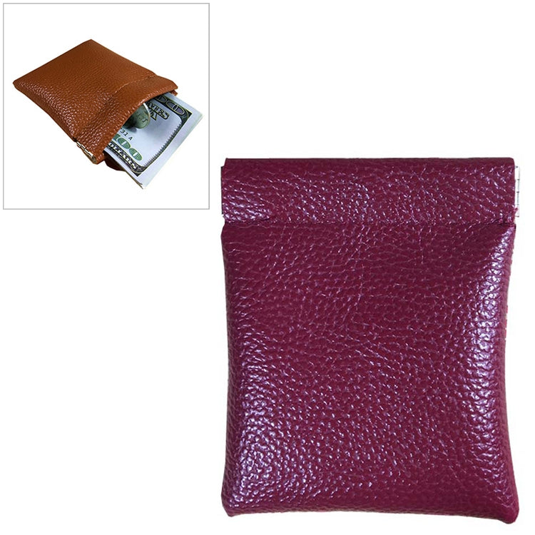 Fashion Solid Color PU Leather Coin Purse Women Men Small Mini Short Wallet Money Bags(Red)