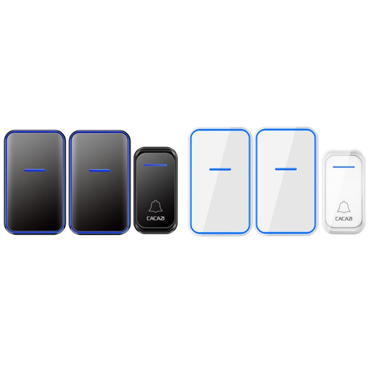 CACAZI A68-2 One to Two Wireless Remote Control Electronic Doorbell Home Smart Digital Wireless Doorbell, Style:US Plug(Black)