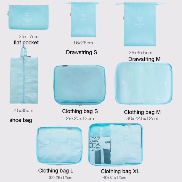 8 In 1 Cosmetic Bag Travel Storage Bag Set Folding Storage Bag(Bright Blue)