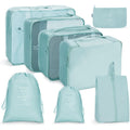 8 In 1 Beam Mouth Travel Storage Bag Set Folding Storage Bag( Lake Blue)