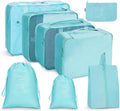 8 In 1 Beam Mouth Travel Storage Bag Set Folding Storage Bag(Bright Blue)