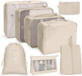 8 In 1 Cosmetic Bag Travel Storage Bag Set Folding Storage Bag( Beige)