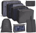 8 In 1 Cosmetic Bag Travel Storage Bag Set Folding Storage Bag( Black)