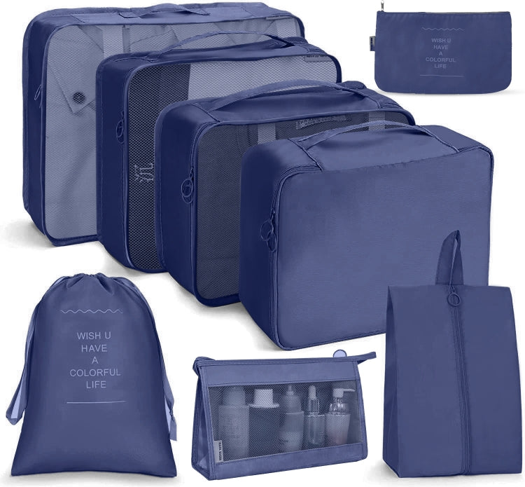 8 In 1 Cosmetic Bag Travel Storage Bag Set Folding Storage Bag(Navy Blue)