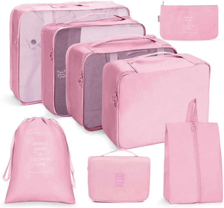 8 In 1 Toiletry Bag Travel Storage Bag Set Folding Storage Bag(Pink)