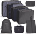8 In 1 Toiletry Bag Travel Storage Bag Set Folding Storage Bag( Black)