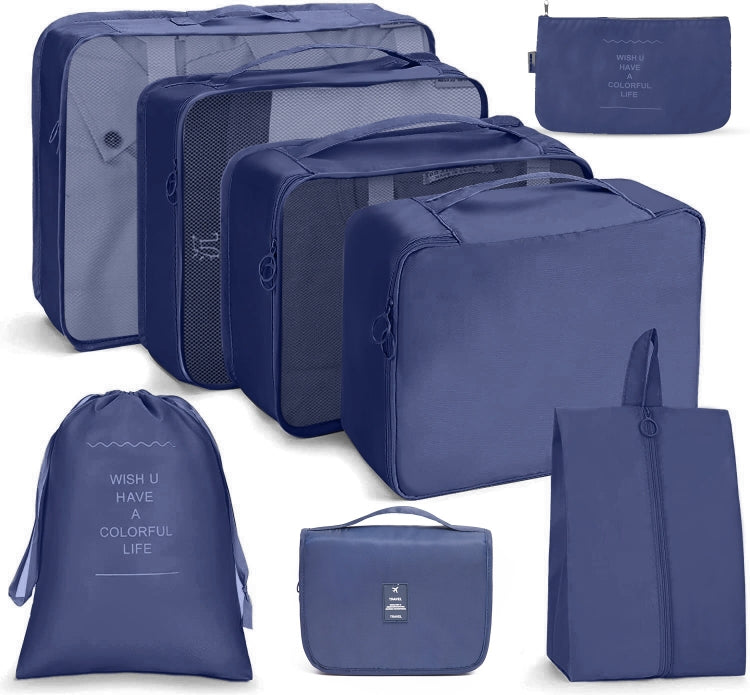 8 In 1 Toiletry Bag Travel Storage Bag Set Folding Storage Bag(Navy Blue)