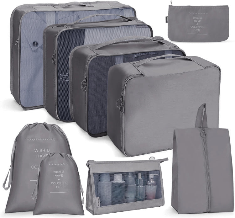 9 In 1 Cosmetic Bag Travel Storage Bag Set Folding Storage Bag(Gray)