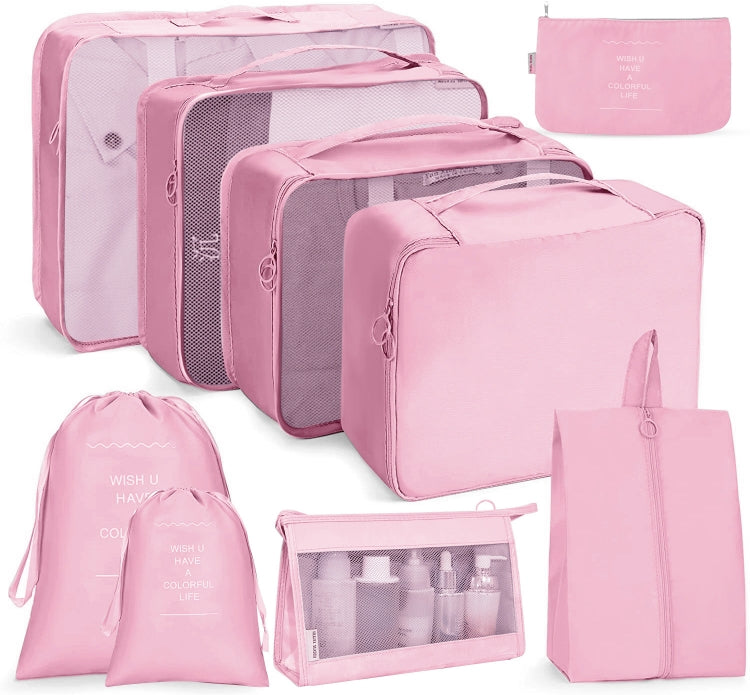 9 In 1 Cosmetic Bag Travel Storage Bag Set Folding Storage Bag(Pink)