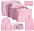 9 In 1 Cosmetic Bag Travel Storage Bag Set Folding Storage Bag(Pink)