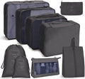 9 In 1 Cosmetic Bag Travel Storage Bag Set Folding Storage Bag( Black)