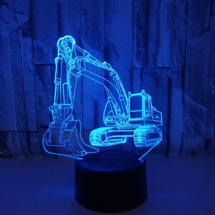 3W Excavator 3D Light Colorful Touch Control Light Creative Small Table Lamp with Crack Base, Style:Touch Switch + Remote Control