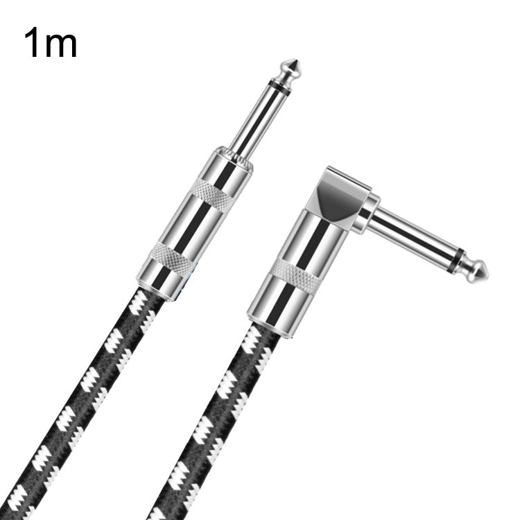 1m 1 Straight Head +1 Elbow Head 6.35mm Guitar Cable Oxygen-Free Copper Core TS Large Two-core Cable