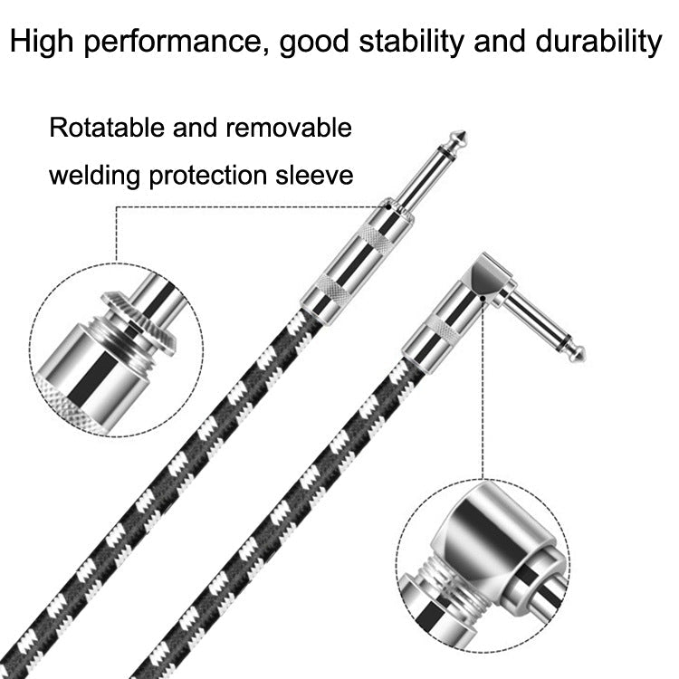 8m 1 Straight Head +1 Elbow Head 6.35mm Guitar Cable Oxygen-Free Copper Core TS Large Two-core Cable