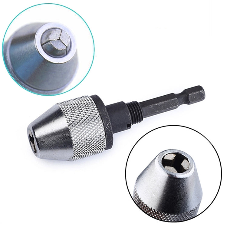 Hex Shank Mini Drill Chuck Conversion Three Jaw Chuck Power Tool, Model:Hex Shank Black Chuck (0.8-8mm)A