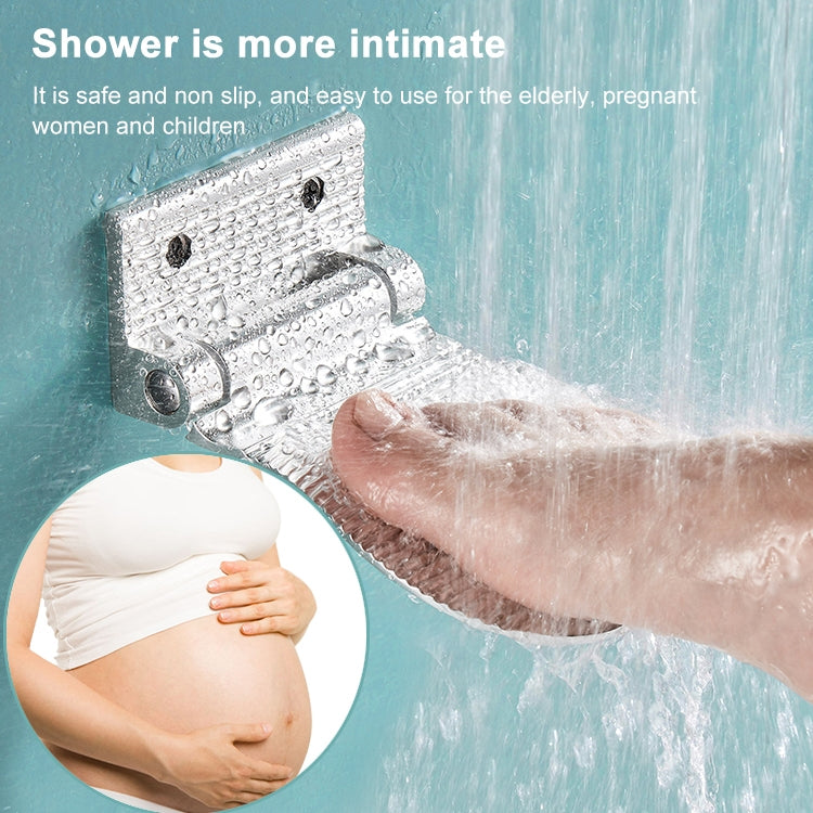 Wall Mounted Aluminium Alloy Bathroom Shower Foot Rest Footstool(Silver)