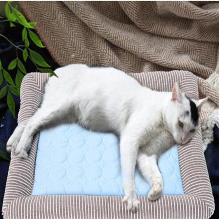 Summer Ice Silk Nest Pads Small and Medium-sized Multifunctional Cool Pet Nest Dog Cat Pad, Size:S(Blue)