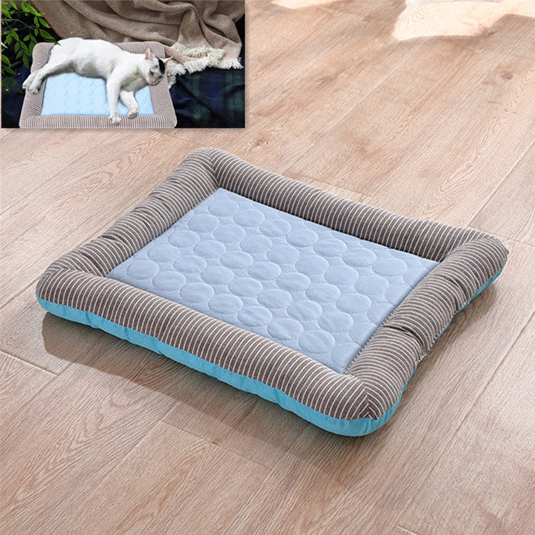 Summer Ice Silk Nest Pads Small and Medium-sized Multifunctional Cool Pet Nest Dog Cat Pad, Size:L(Blue)