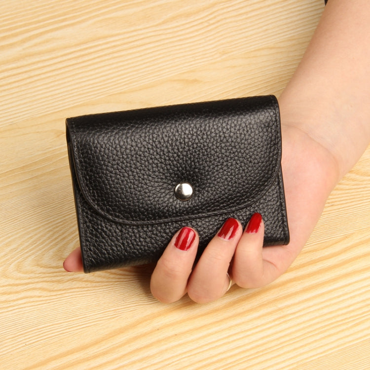 Short Mini Slim Top-grain Leather Wallet Card Bag Zip Coin Pocket(Pink)