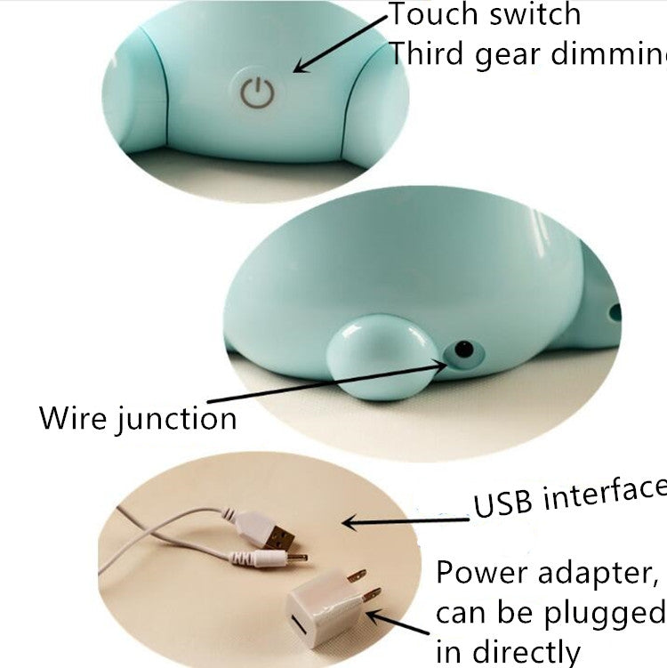 Fashion Cute Cartoon Rabbit LED 3-modes Dimming Touch Control Bedside Lamp, US Plug(Blue)