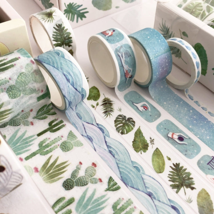 8 Roll / Box Paper Tape Basic Handbook Material Set Small Fresh Girl DIY Decorative Tape Antique Hand Account Sticker(Life)