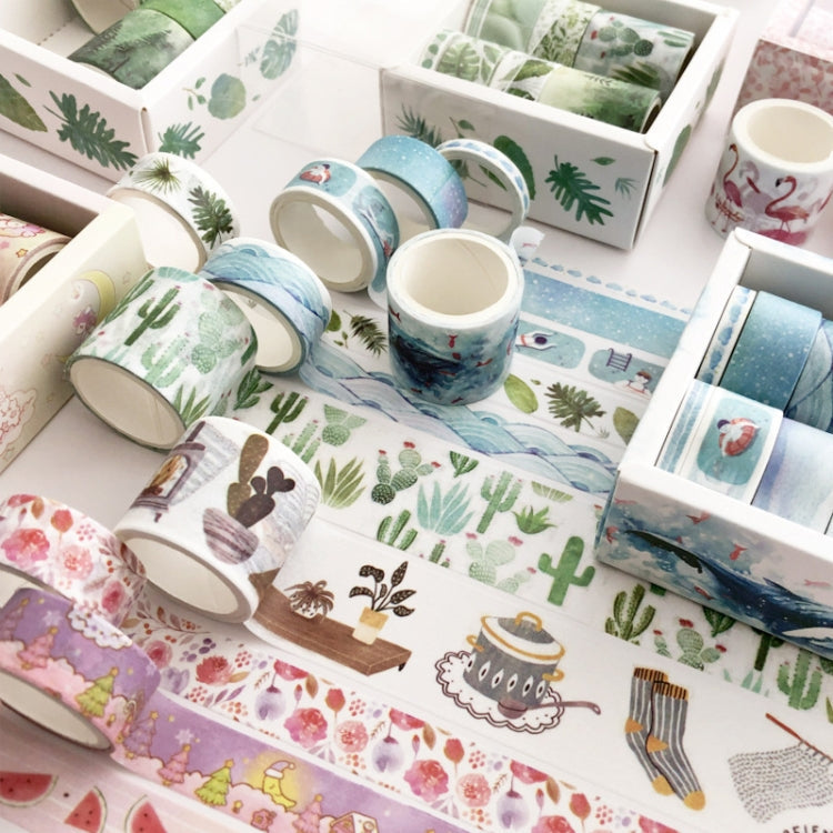 8 Roll / Box Paper Tape Basic Handbook Material Set Small Fresh Girl DIY Decorative Tape Antique Hand Account Sticker(Life)