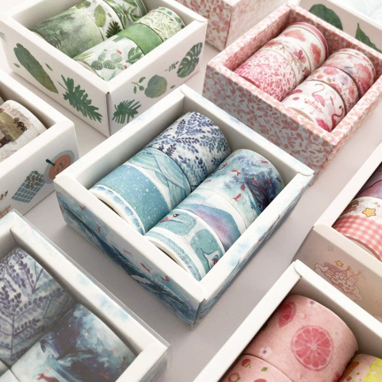 8 Roll / Box Paper Tape Basic Handbook Material Set Small Fresh Girl DIY Decorative Tape Antique Hand Account Sticker(Life)
