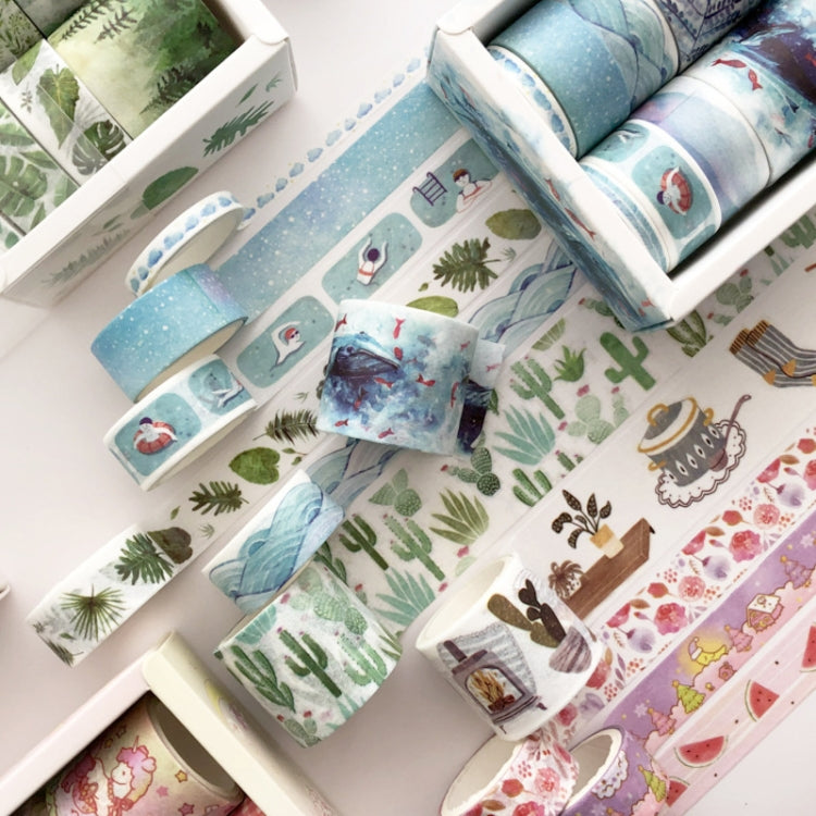 8 Roll / Box Paper Tape Basic Handbook Material Set Small Fresh Girl DIY Decorative Tape Antique Hand Account Sticker(Dream Love)