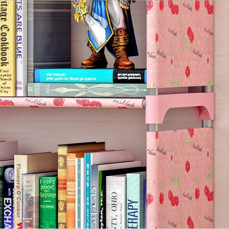 Plastic Steel Tube Multifunctional Combination Holder Student Books Shelf Floor Storage Rack(Lotus Flower)