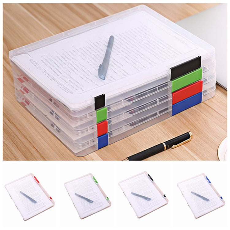2pcs A4 Size Transparent Storage Box Plastic Filling File Case Archive Document Storage Holder(Black)