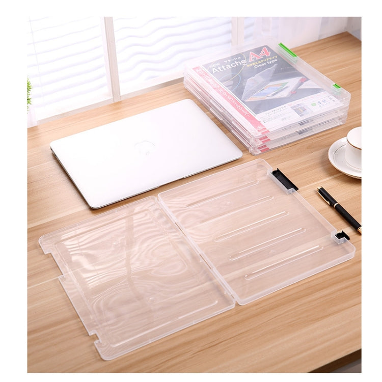2pcs A4 Size Transparent Storage Box Plastic Filling File Case Archive Document Storage Holder(Black)