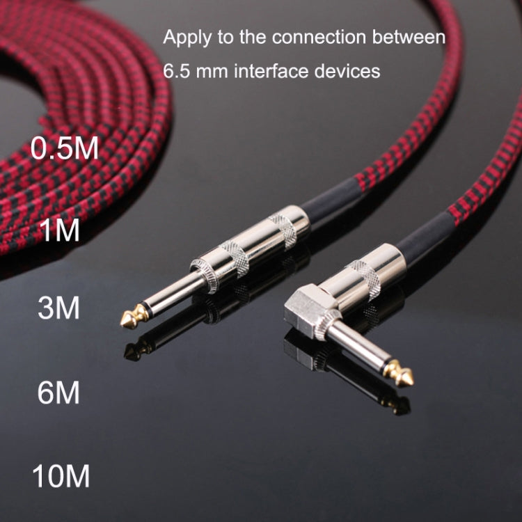 Guitar Connection Wire Folk Bass Performance Noise Reduction Elbow Audio Guitar Wire, Size:10m(Red Black)