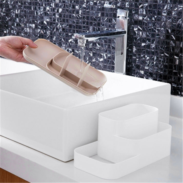 K204 Creative Plastic Detachable Grid Finishing Cosmetics Desktop Rack Storage Box(Dark Khaki)