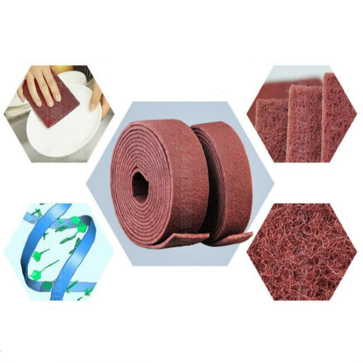 Nylon Emery Scouring Pad Stainless Steel Rust Polishing Kitchen Dish Cleaning Rag, Size:9 cm x 1 m(Red Brown)