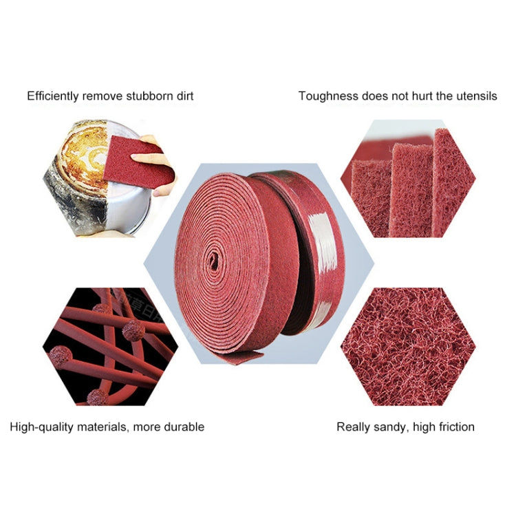 Nylon Emery Scouring Pad Stainless Steel Rust Polishing Kitchen Dish Cleaning Rag, Size:9 cm x 20 m(Red Brown)