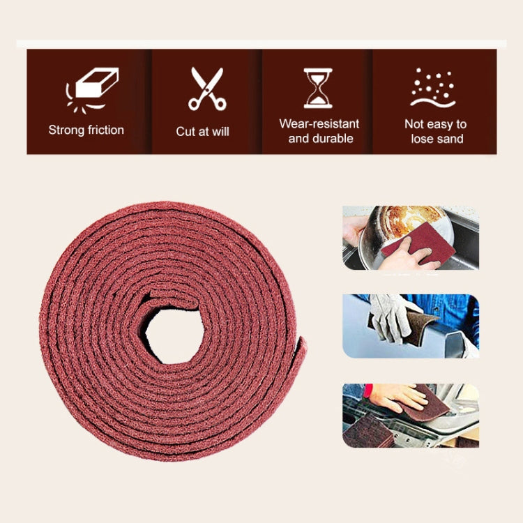 Nylon Emery Scouring Pad Stainless Steel Rust Polishing Kitchen Dish Cleaning Rag, Size:9 cm x 20 m(Red Brown)