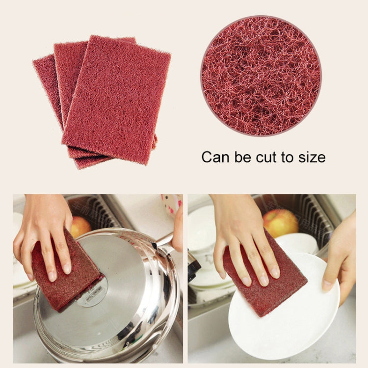 Nylon Emery Scouring Pad Stainless Steel Rust Polishing Kitchen Dish Cleaning Rag, Size:9 cm x 20 m(Red Brown)