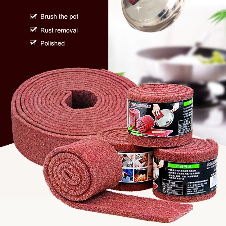 Nylon Emery Scouring Pad Stainless Steel Rust Polishing Kitchen Dish Cleaning Rag, Size:9 cm x 20 m(Red Brown)